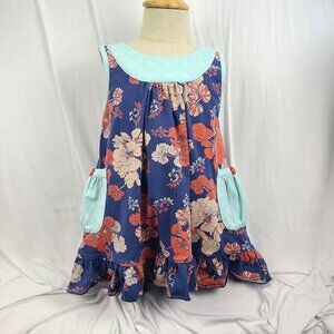 Matilda Jane No One Like You Tunic Top Blue Red Floral Ruffles Girls 4